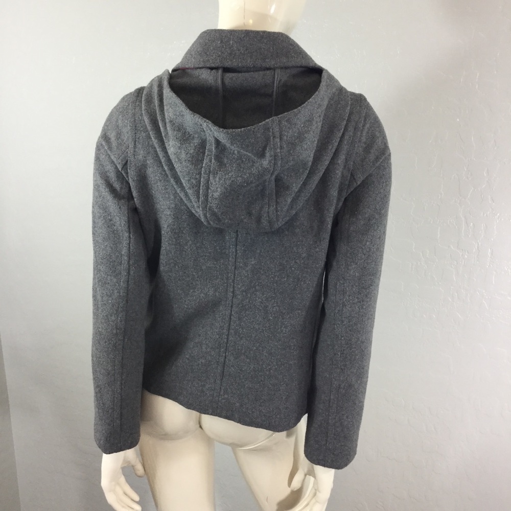 Old Navy Grey Toggle Coat with Red Plaid Accent - Picture 5 of 8